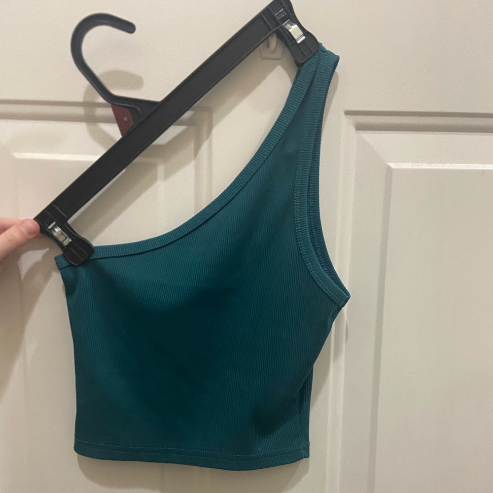 Greenish blue crop top